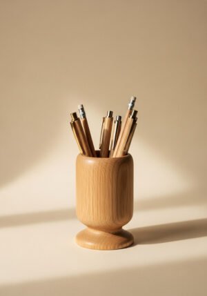 Solid Oak Pen Cup